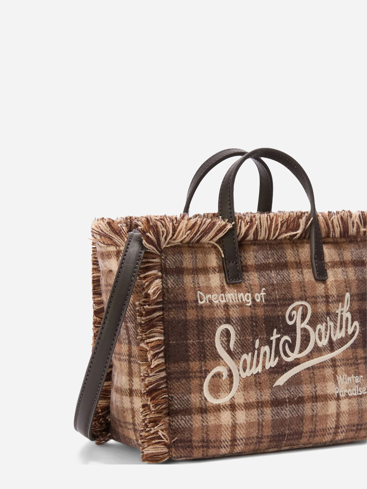 Borsa Mini Vanity Wool tartan marrone - vista posteriore