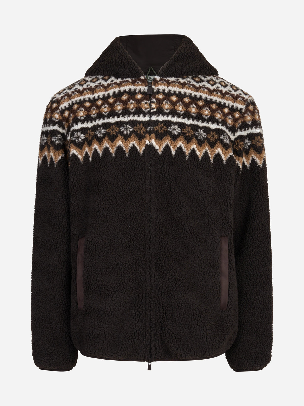Felpa Keystone Hoodie in pile con motivi geometrici marrone MC2 SAINT BARTH - vista frontale