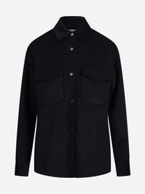 Overshirt Chantel Double in lana blu - vista frontale