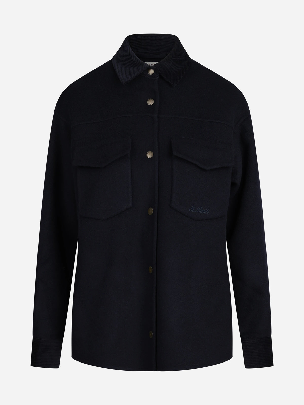 Overshirt Chantel Double in lana blu - vista frontale