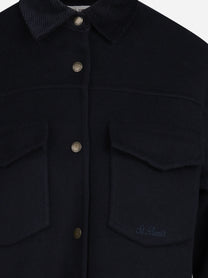 Overshirt Chantel Double in lana blu - dettaglio del prodotto
