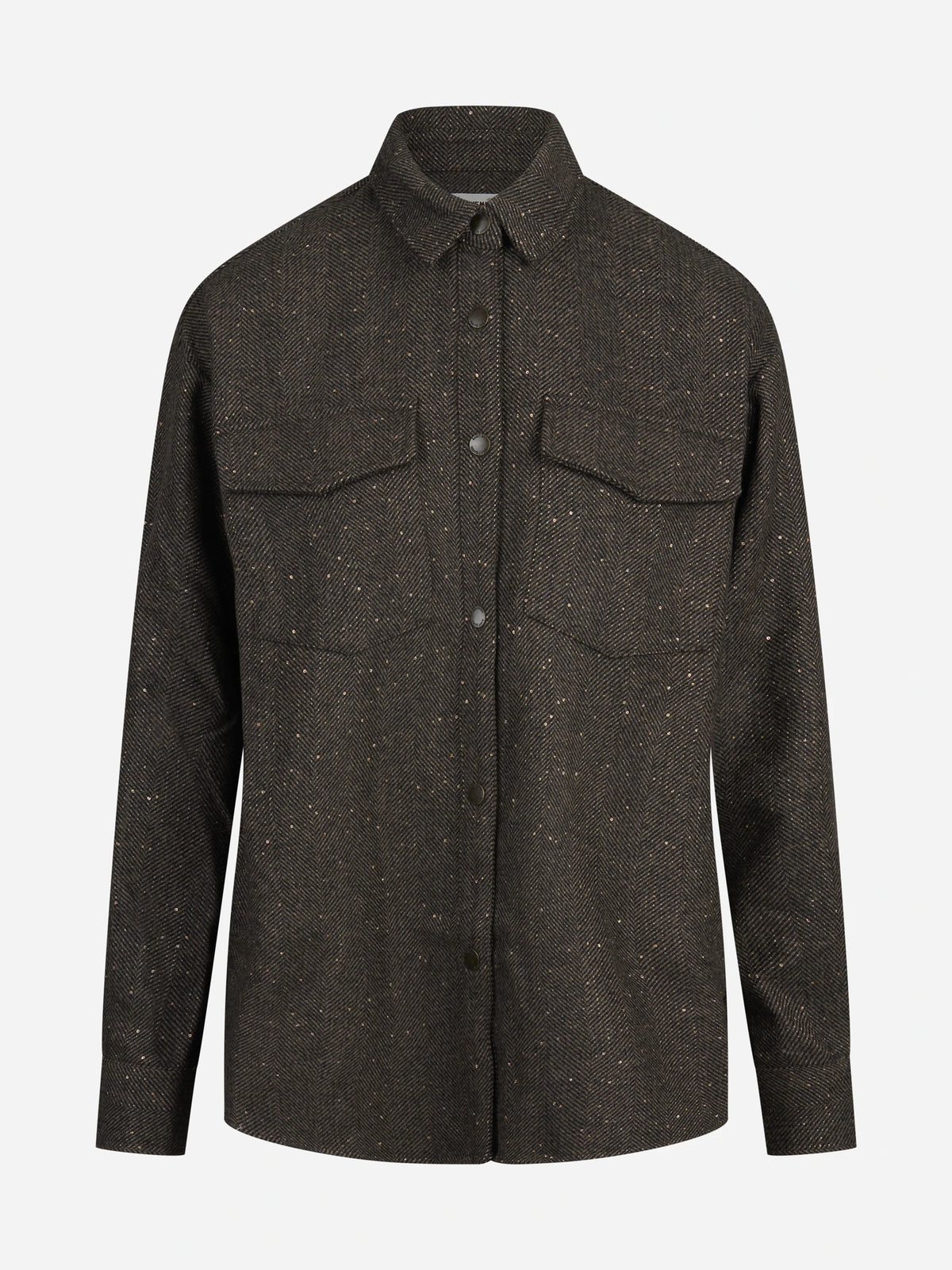 Overshirt Cambry Wool in lana marrone - vista frontale