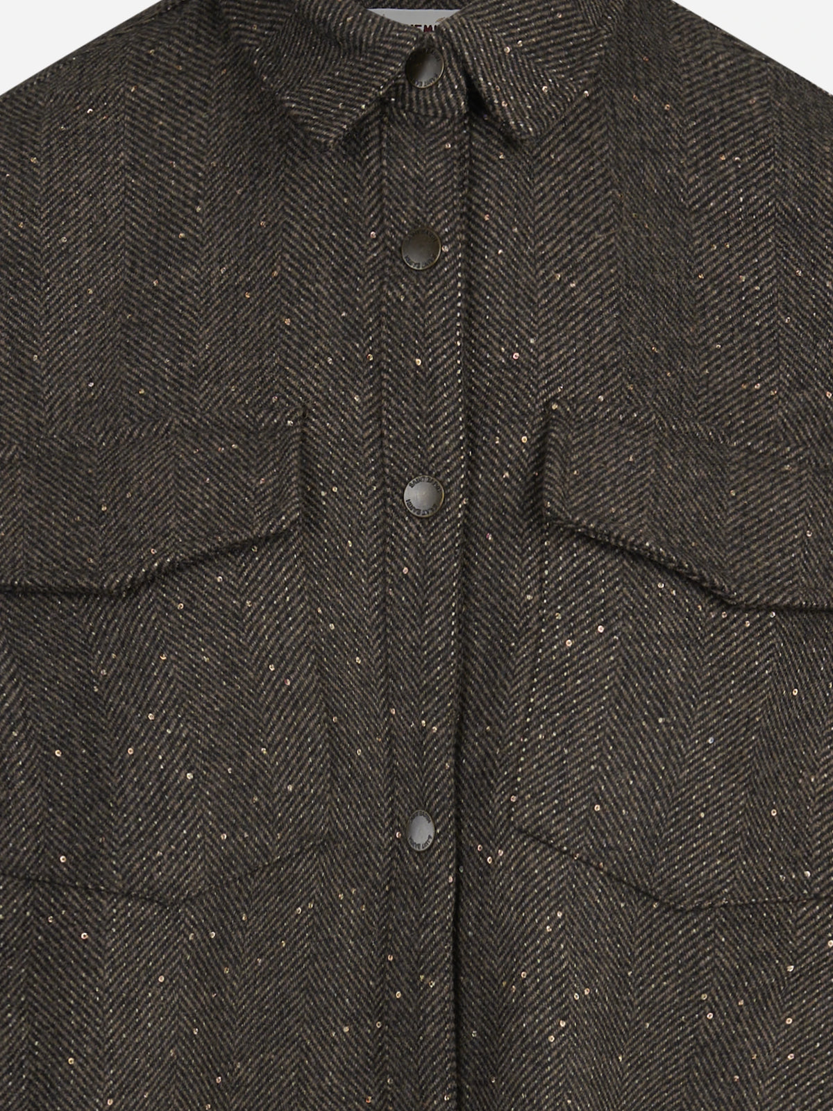 Overshirt Cambry Wool in lana marrone - dettaglio del prodotto