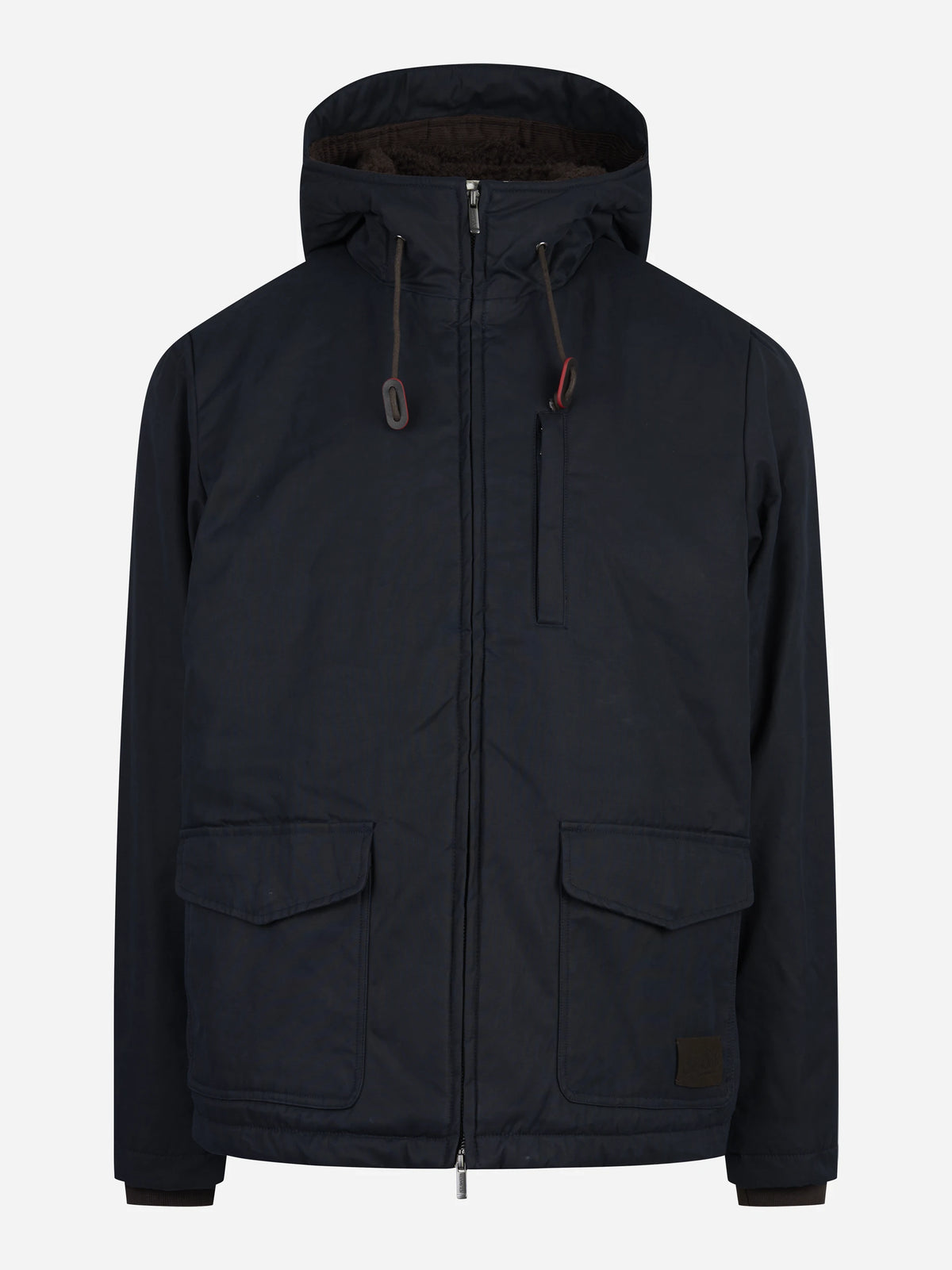 Giacca Edgar Wax con cappuccio blu - vista frontale