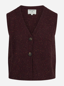 Gilet Carette Donegal in lana bordeaux - vista frontale