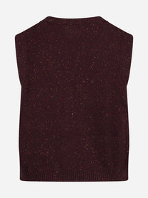 Gilet Carette Donegal in lana bordeaux - vista posteriore