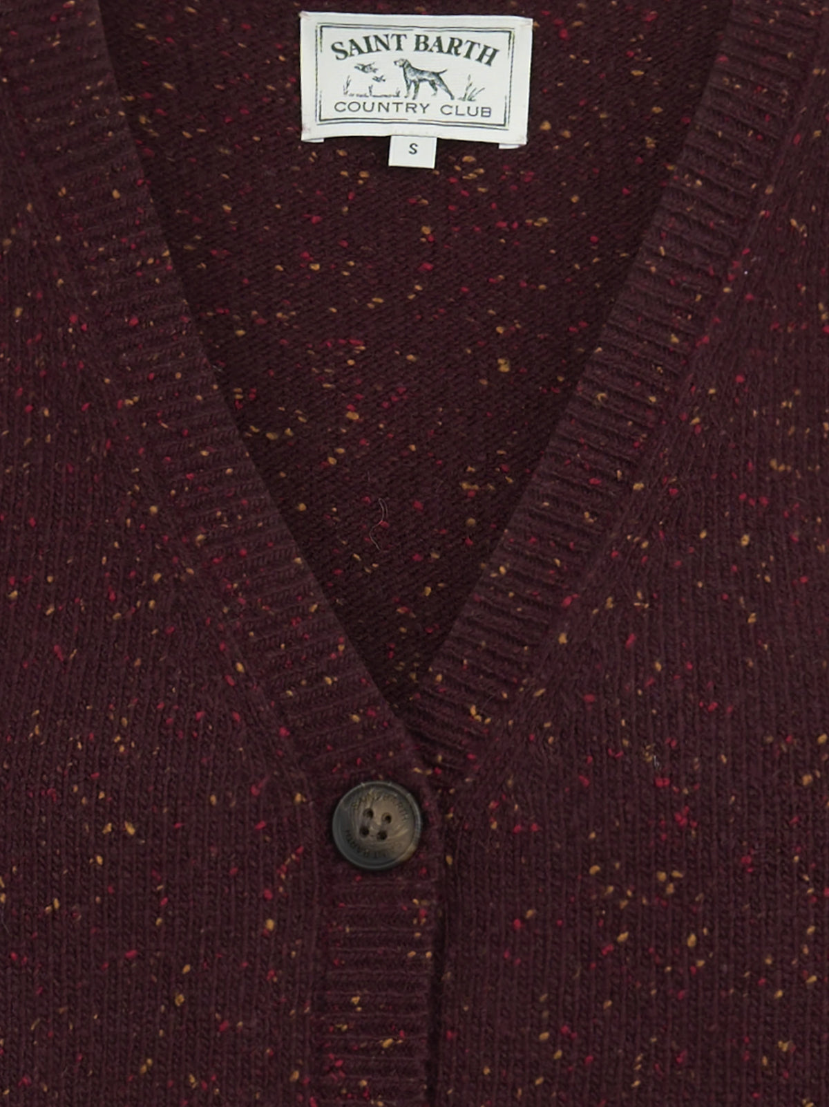 Gilet Carette Donegal in lana bordeaux - dettaglio del prodotto