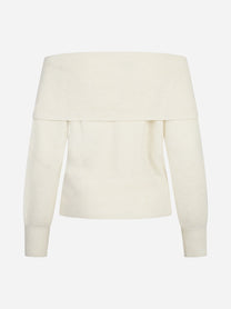Maglia Aliette Soft con scollo bardot bianca - vista posteriore