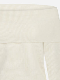 Maglia Aliette Soft con scollo bardot bianca - dettaglio