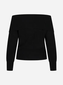 Maglia Aliette Soft con scollo bardot nera - vista posteriore