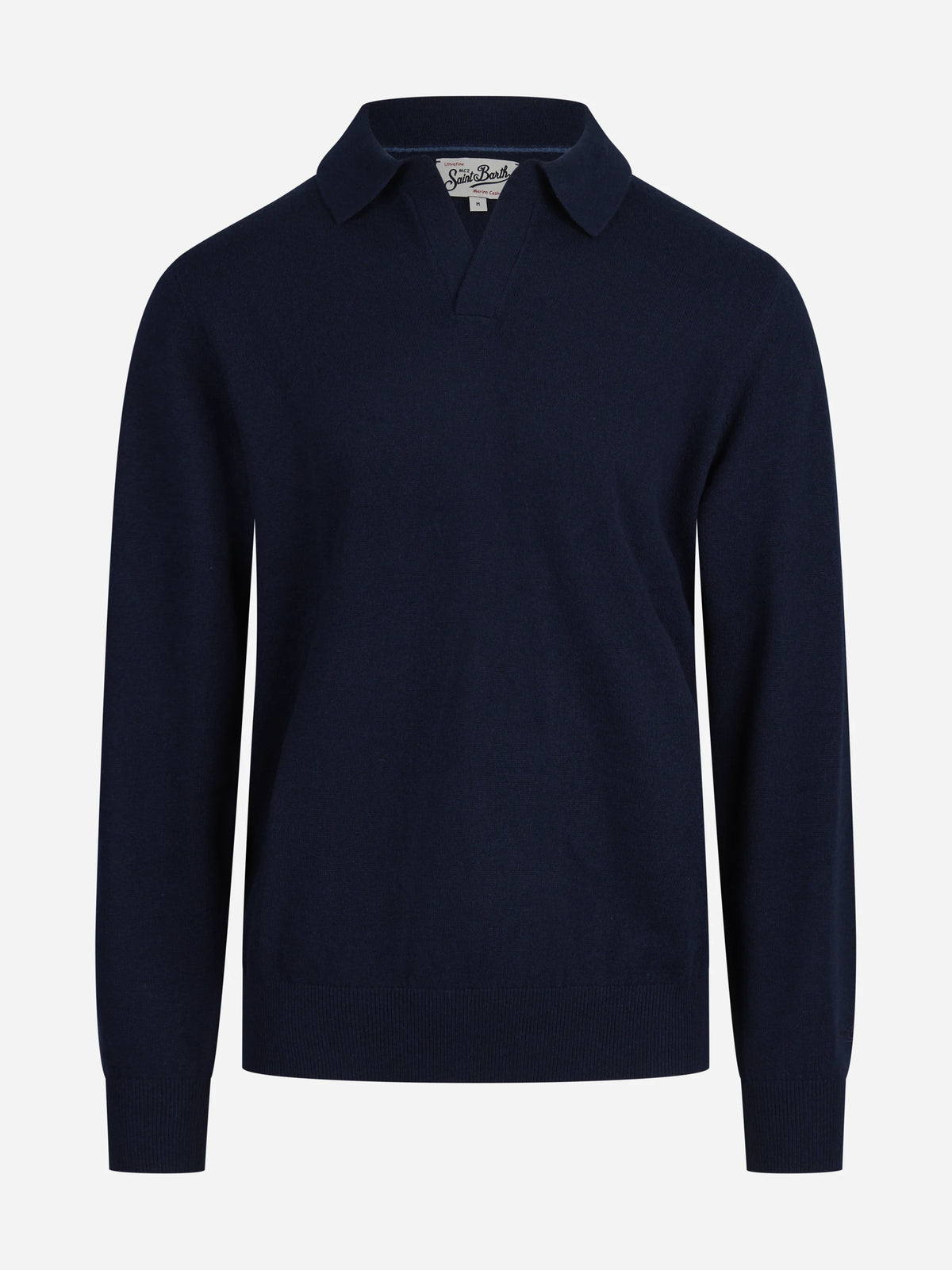 Polo Covent in lana e cashmere blu - vista frontale