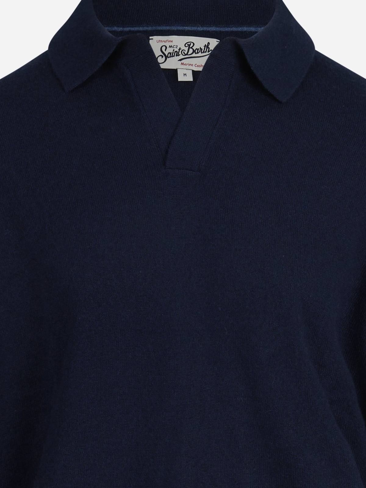 Polo Covent in lana e cashmere blu - dettaglio del prodotto