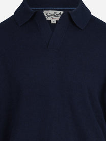 Polo Covent in lana e cashmere blu - dettaglio del prodotto