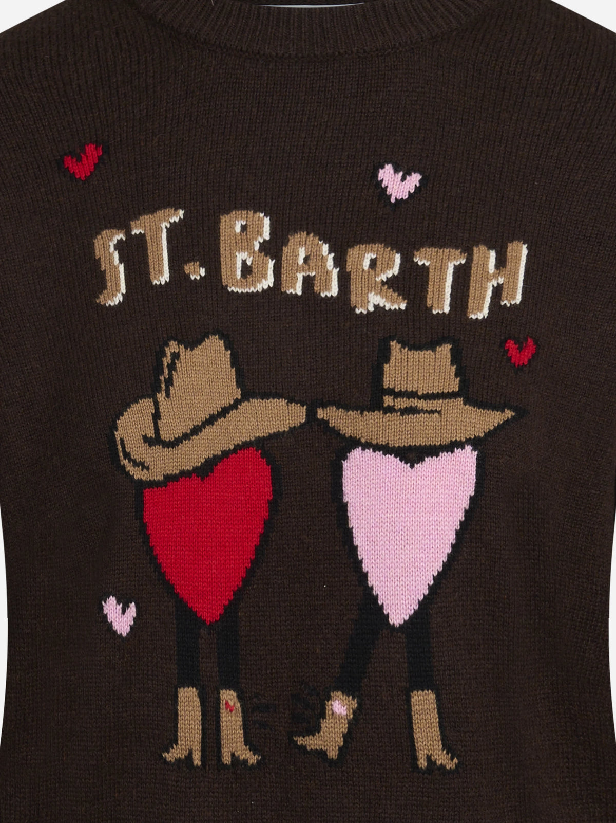 Maglia Danya con ricamo St. Barth marrone - dettaglio del prodotto