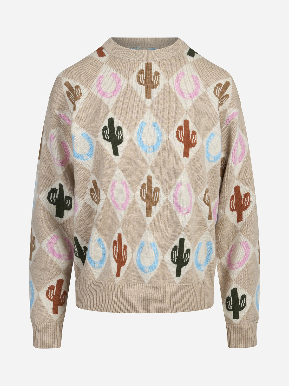 Maglia Danya con motivo cactus beige - vista frontale
