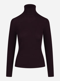 Dolcevita Erika in lana merino a coste viola - vista frontale