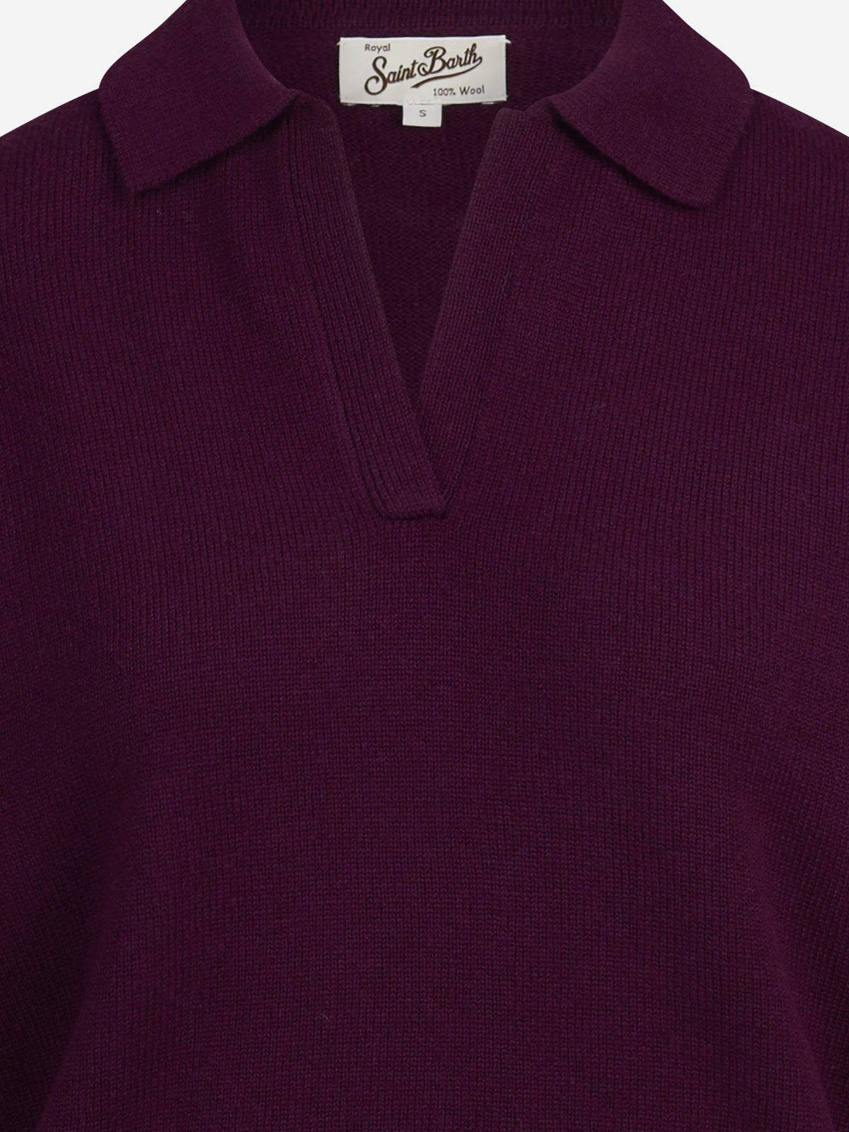 Polo Eze in lana viola - dettaglio del prodotto