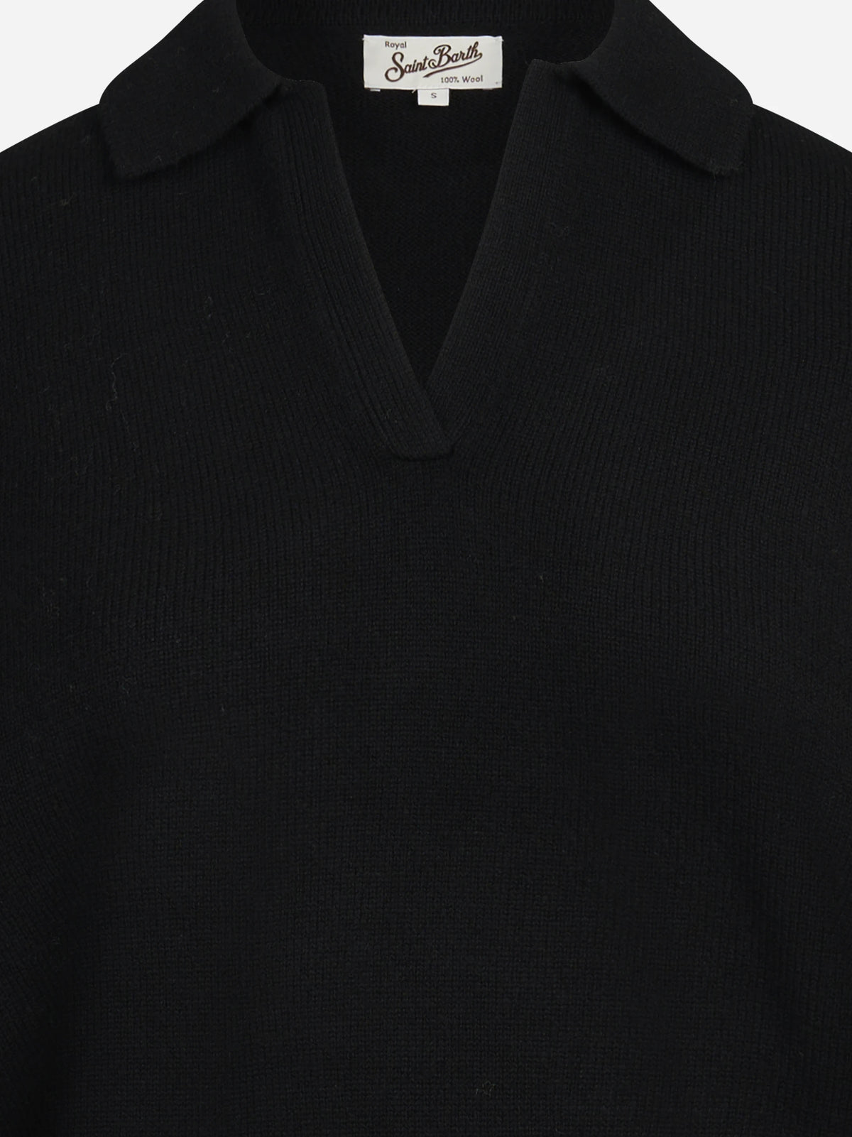 Polo Eze in lana nera - dettaglio del prodotto