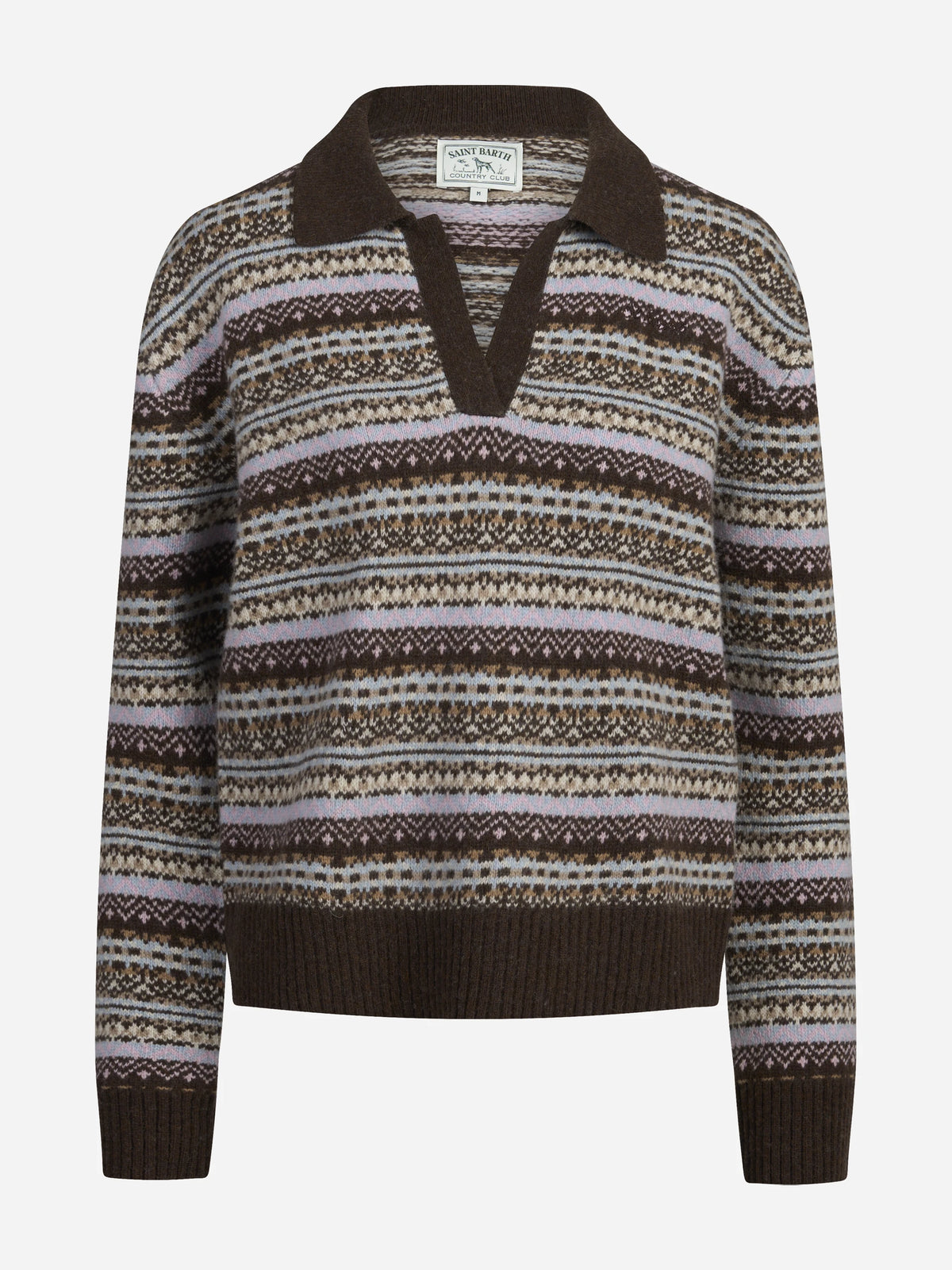 Polo Eze Nordic jacquard marrone - vista frontale
