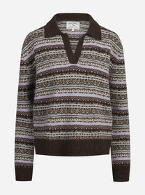 Polo Eze Nordic jacquard marrone - vista frontale
