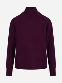 Maglia Flanny in lana con collo rialzato viola - vista frontale