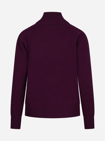 Maglia Flanny in lana con collo rialzato viola - vista posteriore