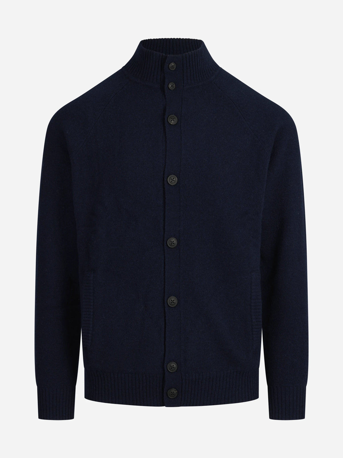 Cardigan Galway in lana d’agnello blu - vista frontale