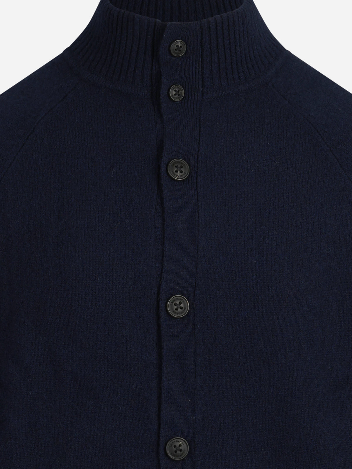 Cardigan Galway in lana d’agnello blu - dettaglio del prodotto