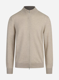 Cardigan Grant in lana e cashmere beige - vista frontale