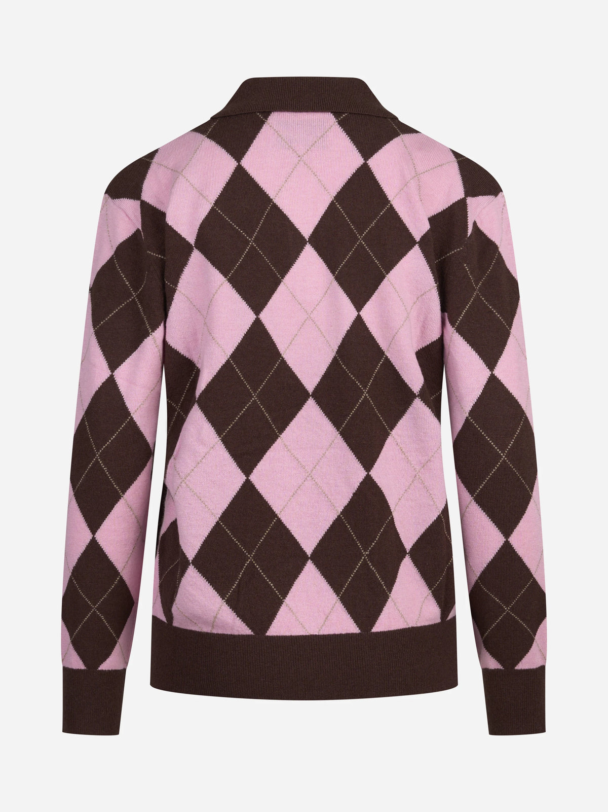 Polo Hadidy argyle rosa e marrone - vista posteriore