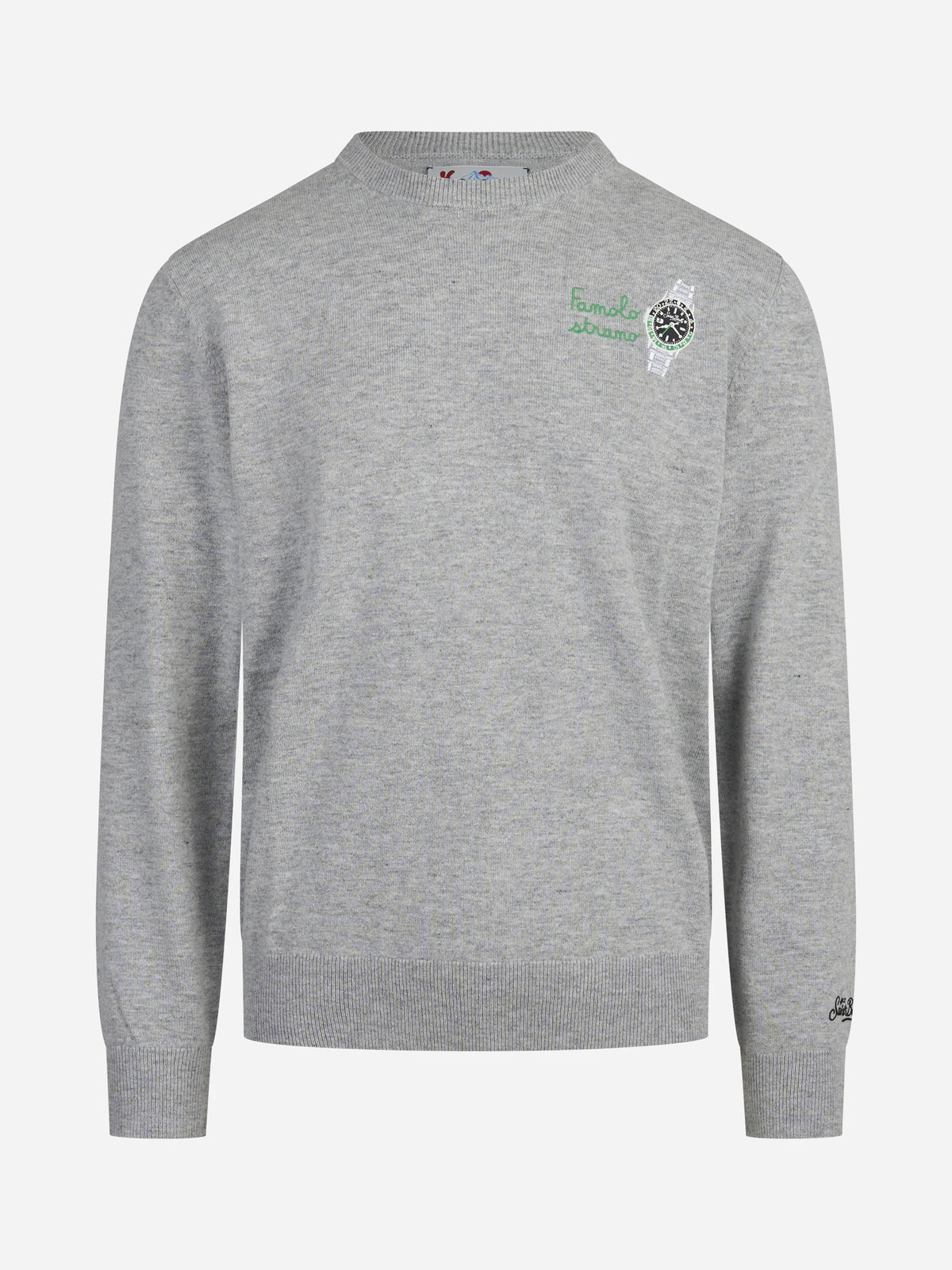 Maglia Heron con ricamo Good Vibes grigio - vista frontale