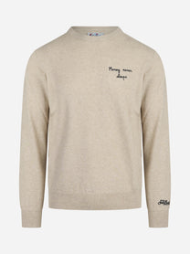 Maglia Heron con scritta ricamata beige - vista frontale