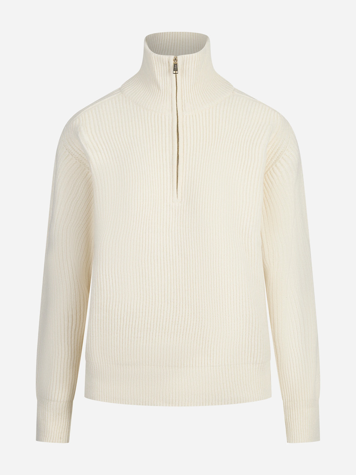 Maglia Isalyn Wool a coste con mezza zip bianca MC2 SAINT BARTH - vista frontale