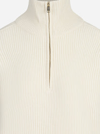 Maglia Isalyn Wool a coste con mezza zip bianca MC2 SAINT BARTH - dettaglio