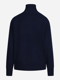 Maglia Isalyn con mezza zip in lana blu - vista posteriore
