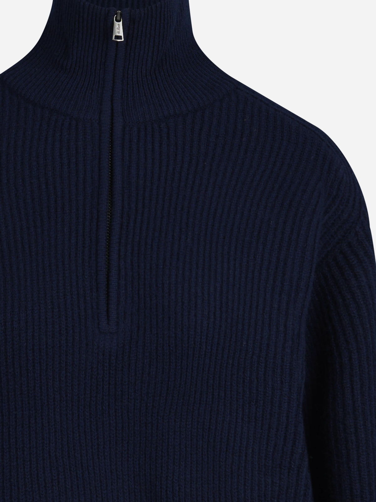 Maglia Isalyn con mezza zip in lana blu - dettaglio del prodotto