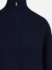Maglia Isalyn con mezza zip in lana blu - dettaglio del prodotto