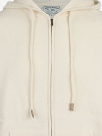 Cardigan Notting con cappuccio in lana d’agnello bianco - dettaglio del prodotto