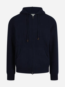 Cardigan Notting con cappuccio in lana d’agnello blu - vista frontale