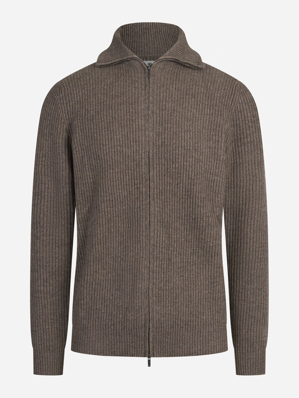 Cardigan Preston in lana merino marrone - vista frontale