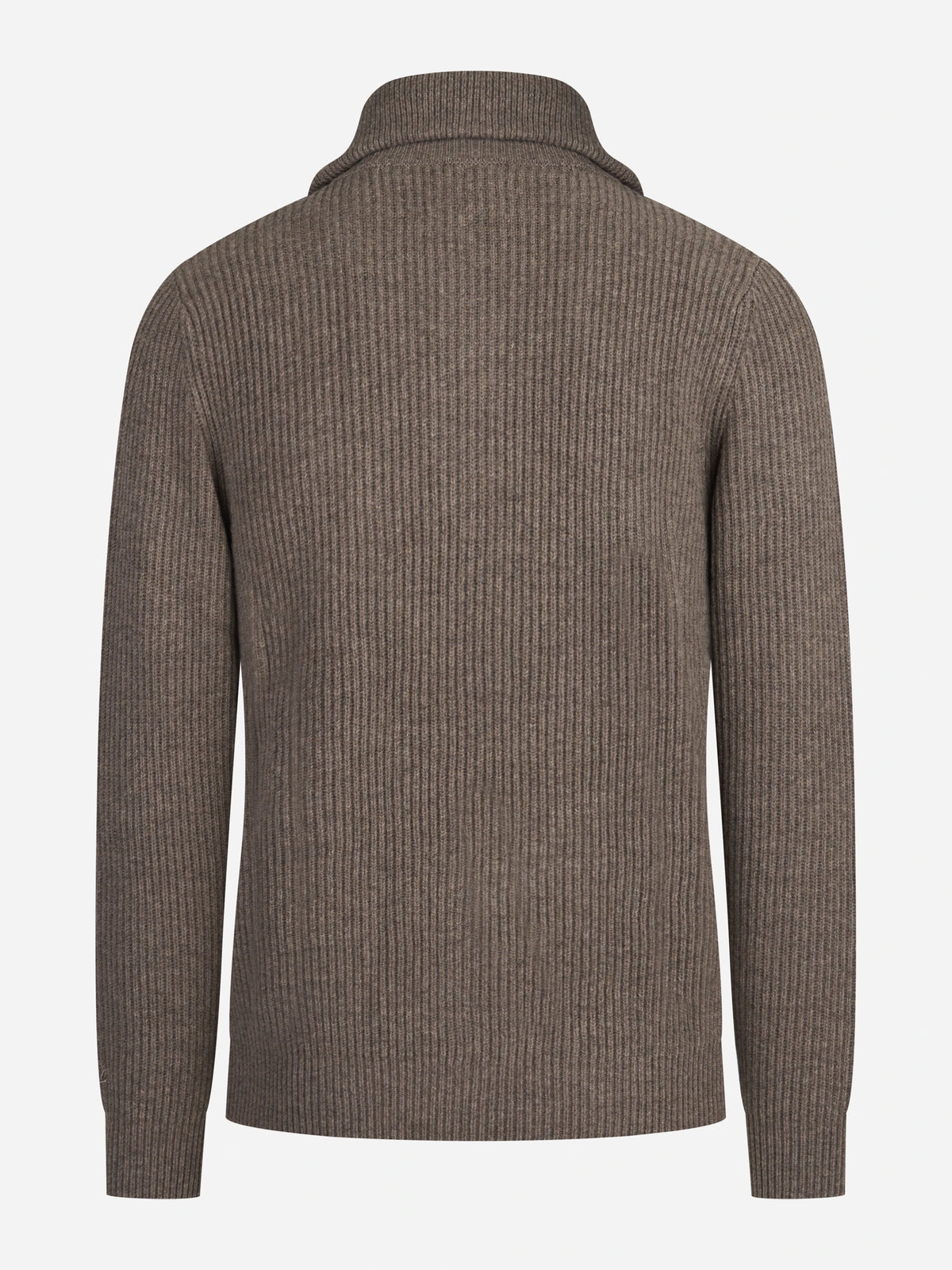 Cardigan Preston in lana merino marrone - vista posteriore
