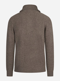 Cardigan Preston in lana merino marrone - vista posteriore
