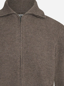 Cardigan Preston in lana merino marrone - dettaglio del prodotto