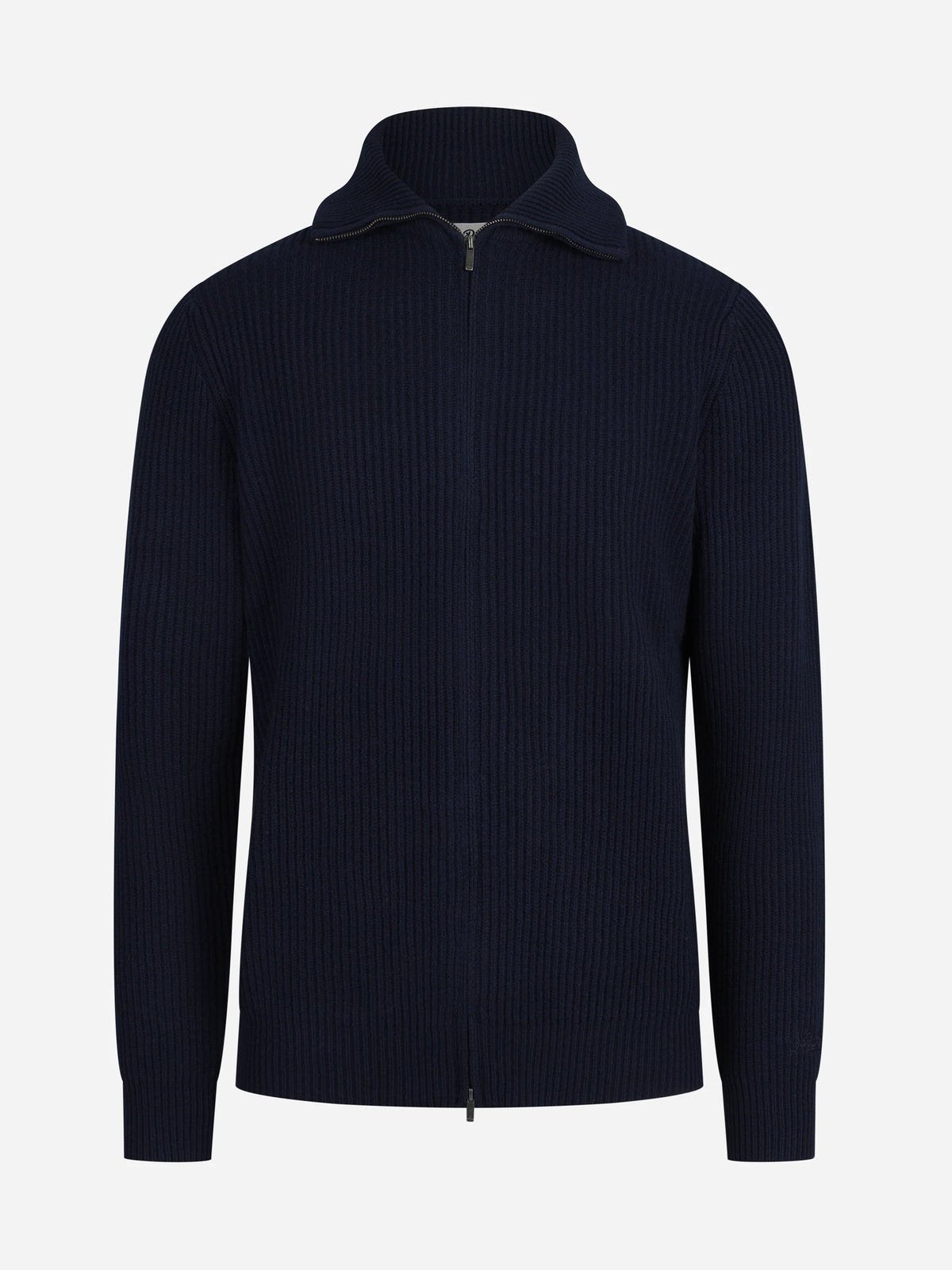 Cardigan Preston in lana merino blu - vista frontale