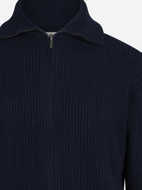 Cardigan Preston in lana merino blu - dettaglio del prodotto