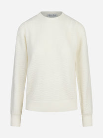 Maglia Marienne Wave Soft in misto alpaca bianca - vista frontale