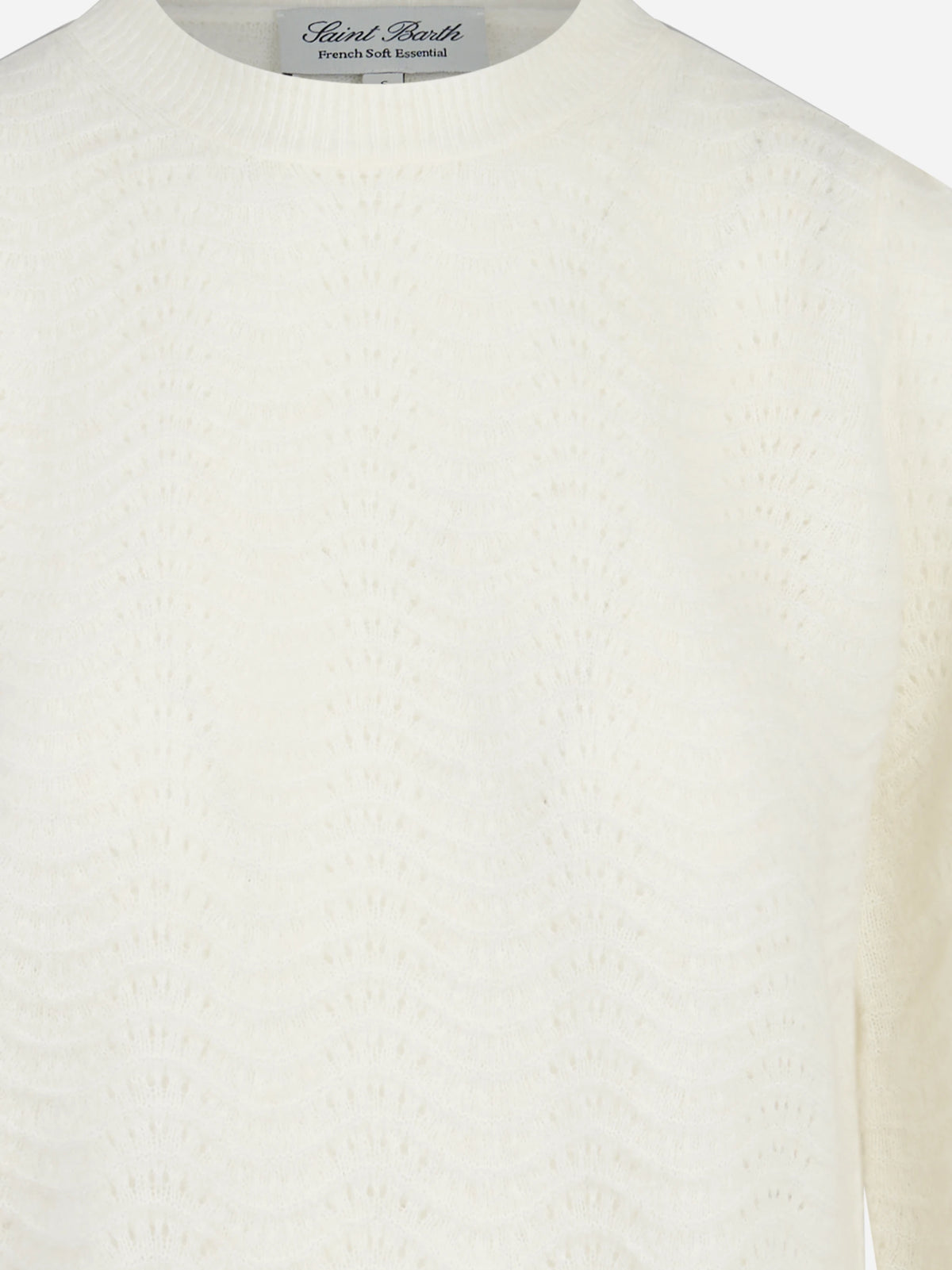 Maglia Marienne Wave Soft in misto alpaca bianca - dettaglio