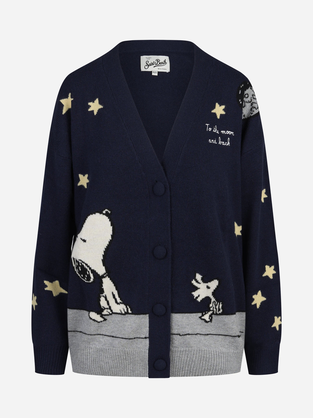 Cardigan Sasi Snoopy To the Moon blu MC2 SAINT BARTH - vista frontale