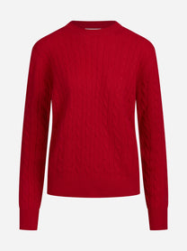 Maglia Sorbonne Braid in lana rossa - vista frontale