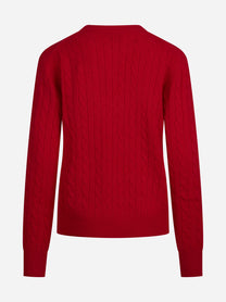 Maglia Sorbonne Braid in lana rossa - vista posteriore